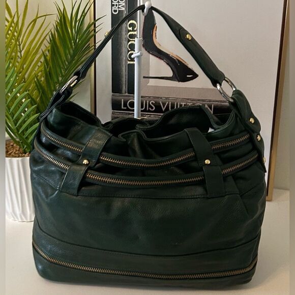 Rebecca Minkoff Large Green Leather should bag hobo zipper purse Bag - Picture 8 of 11